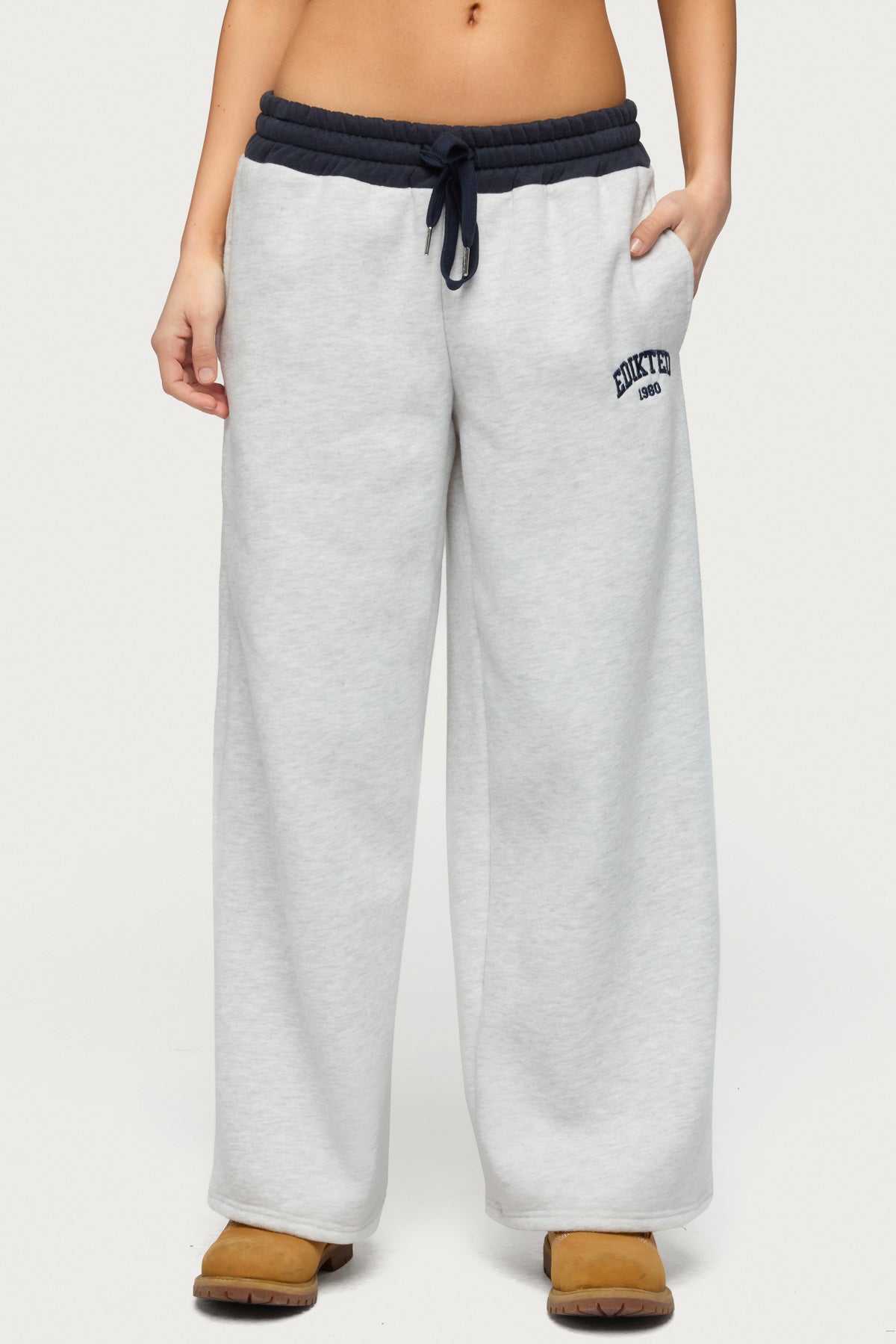 Petite Edikted Contrast Embroidered Sweatpants - Image 2