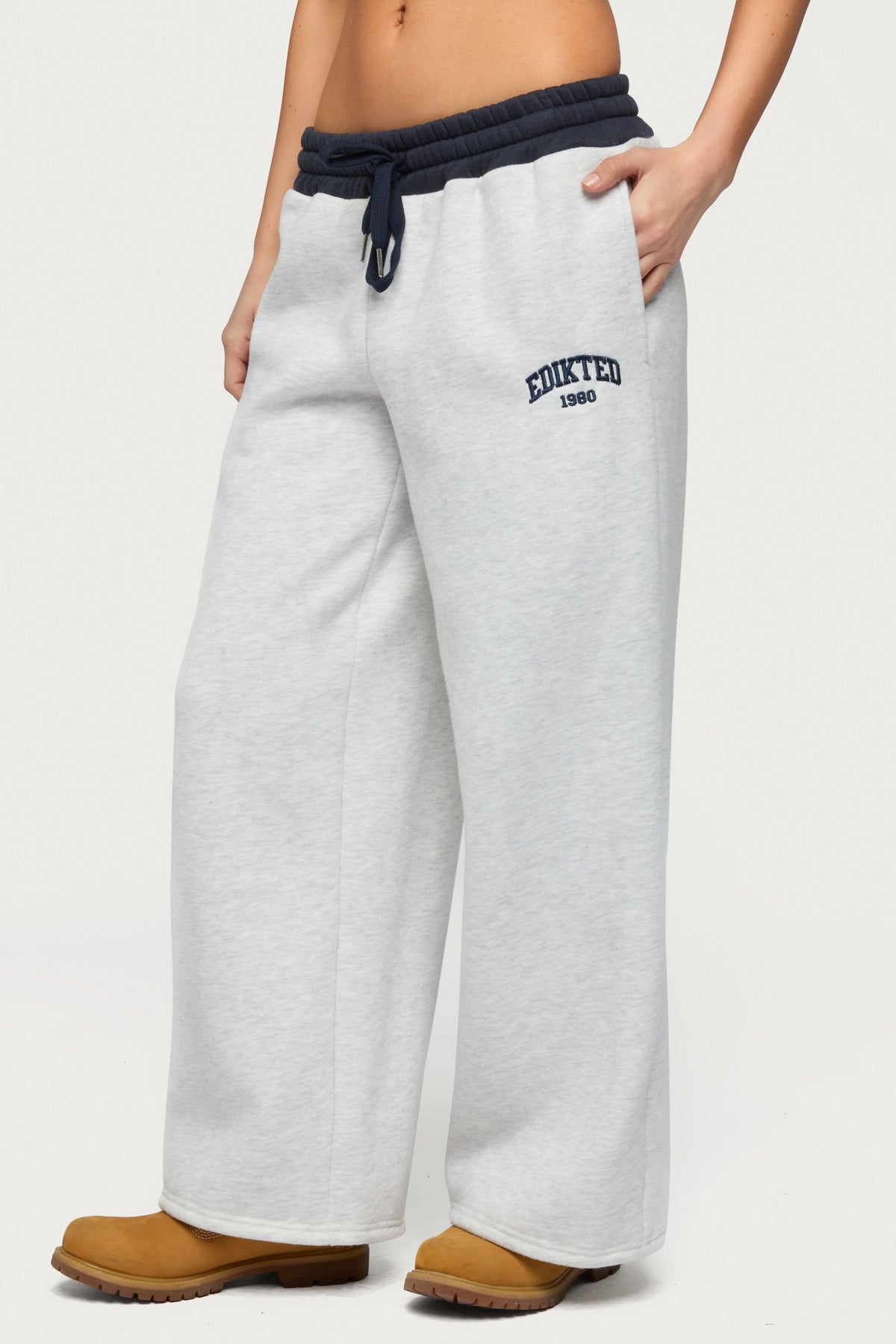 Petite Edikted Contrast Embroidered Sweatpants - Image 3