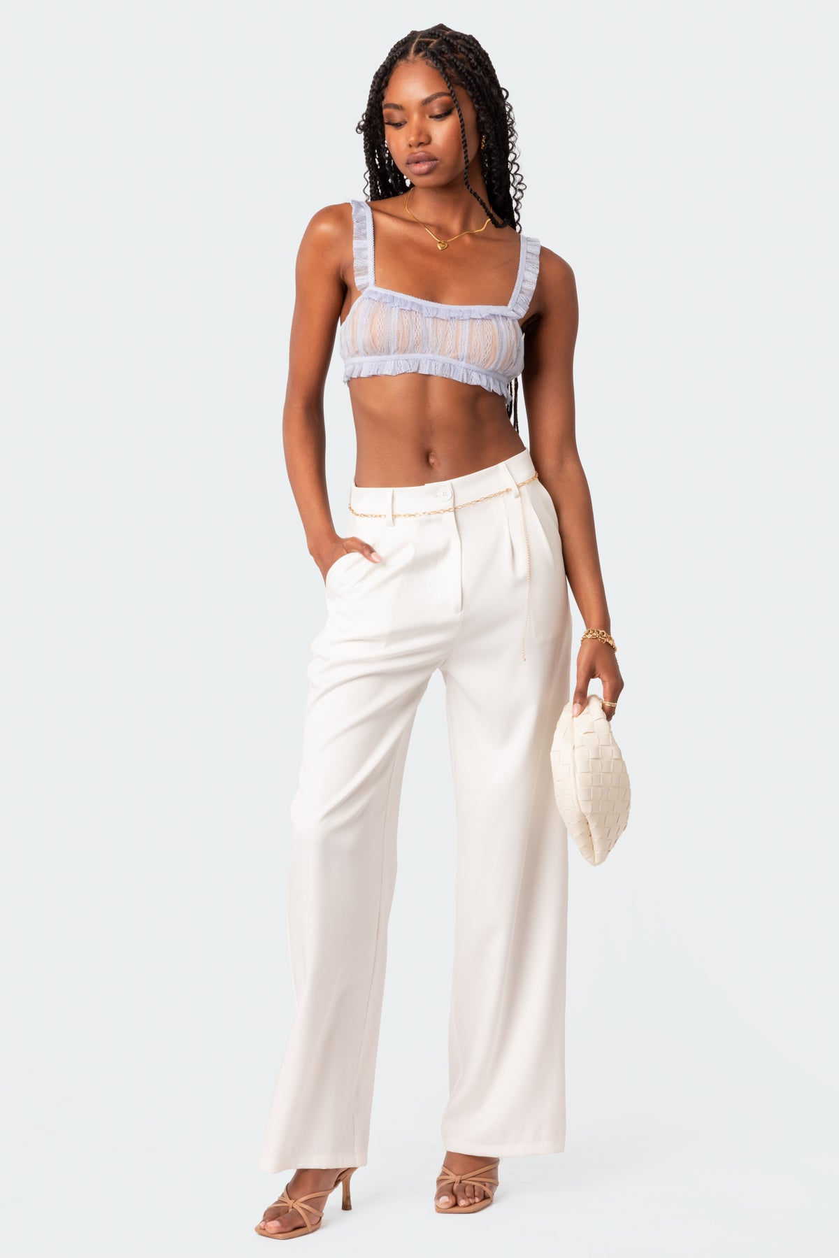 Gabi Ruffle Sheer Lace Bralette - Image 2