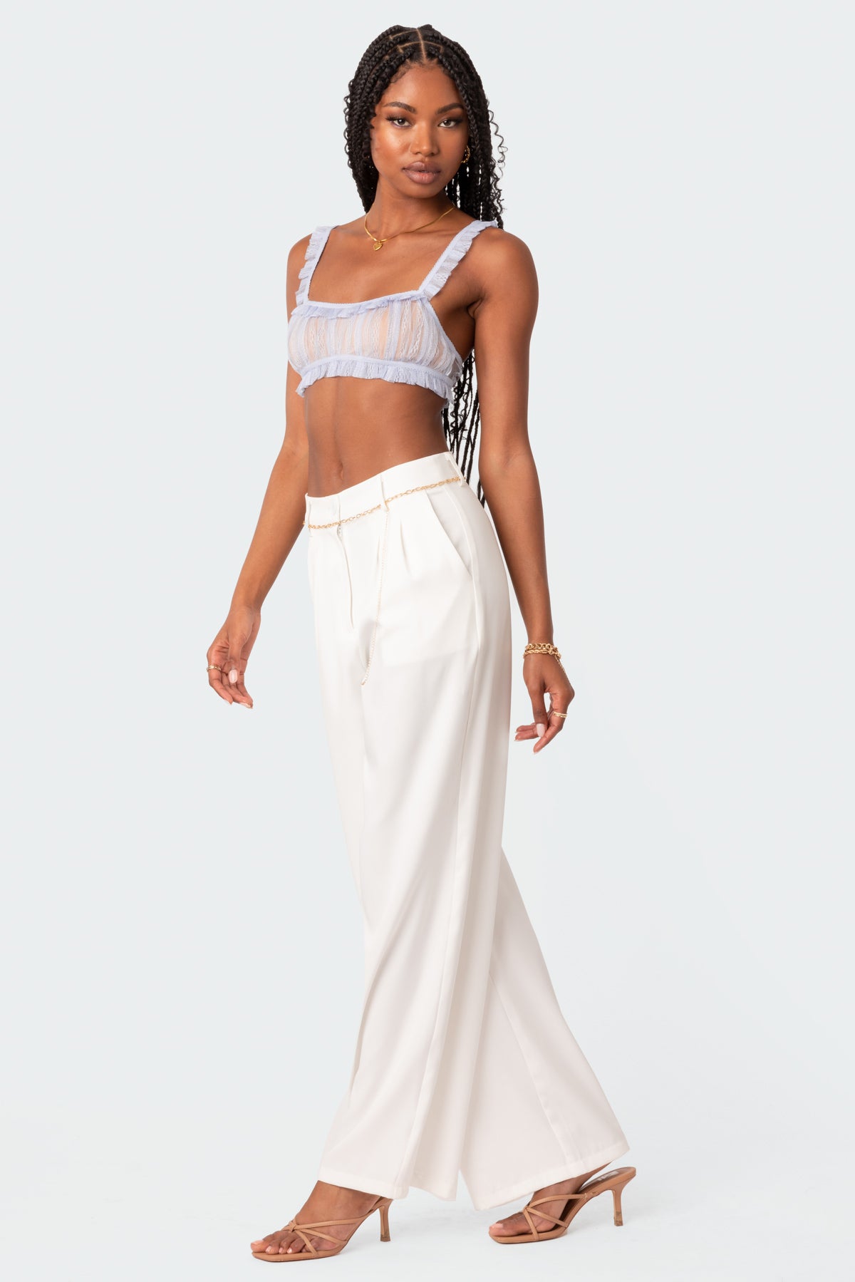 Gabi Ruffle Sheer Lace Bralette - Image 3