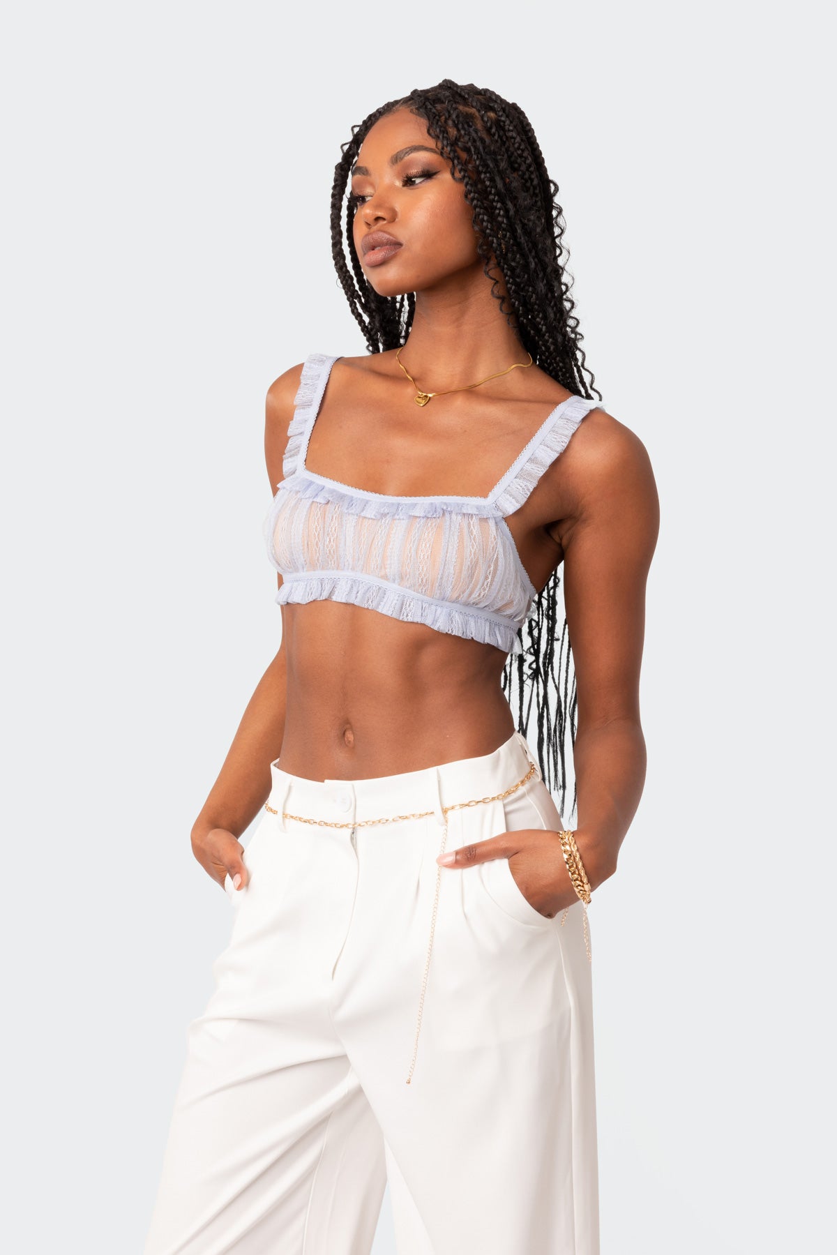 Gabi Ruffle Sheer Lace Bralette - Image 4