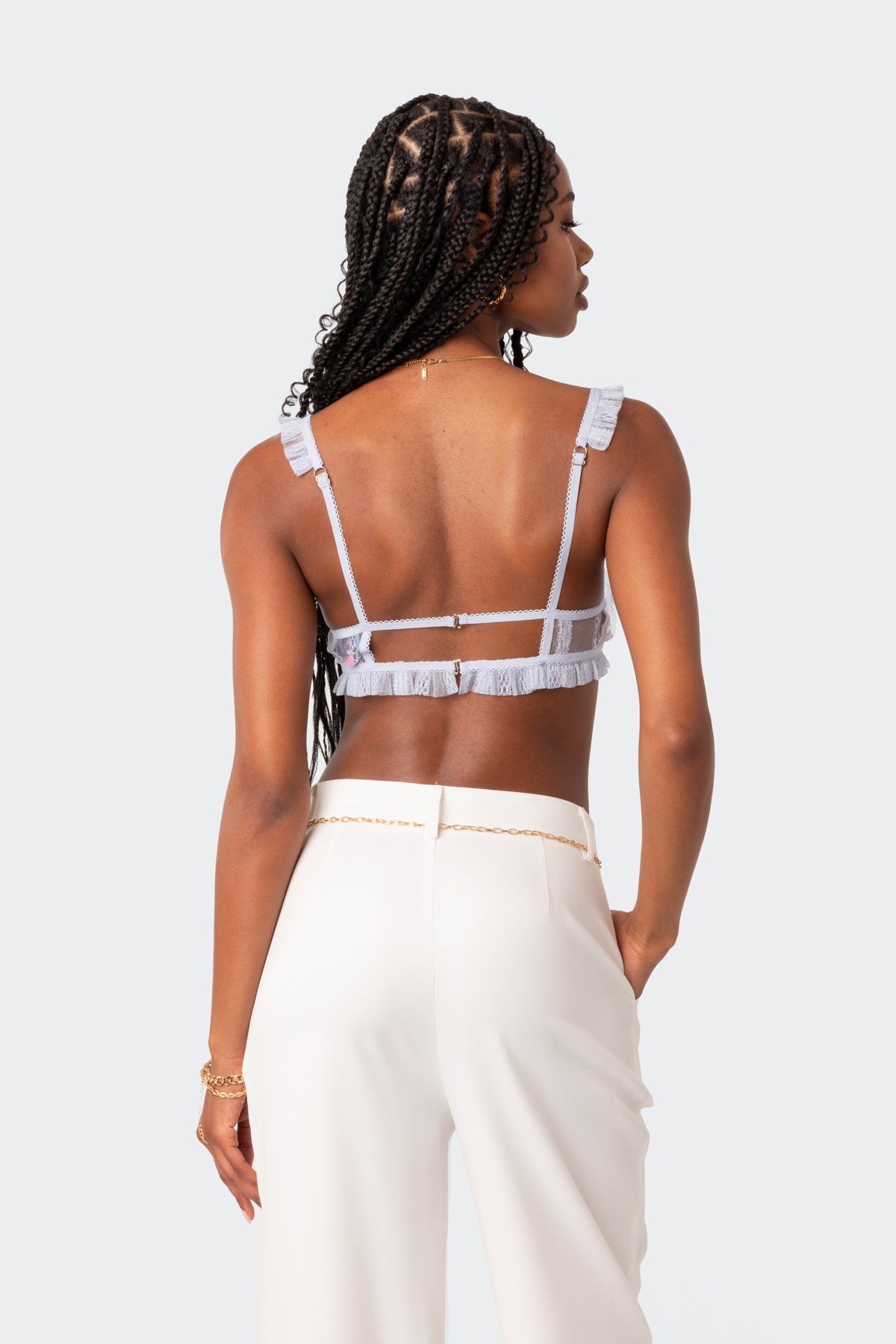 Gabi Ruffle Sheer Lace Bralette - Image 5