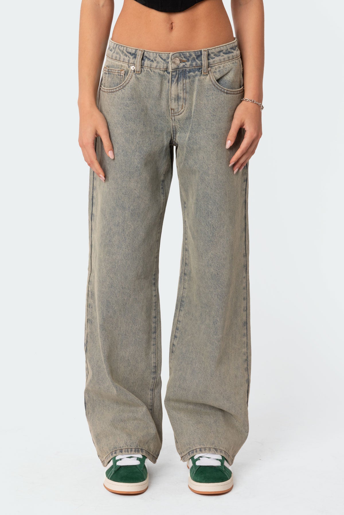 Magda Acid Wash Low Rise Baggy Jeans - Image 3