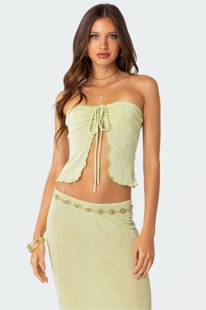 Milan Gathered Split Front Tube Top