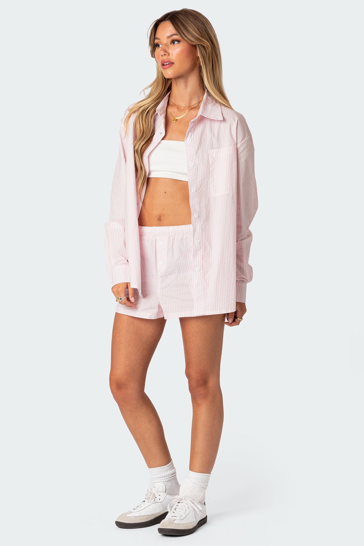 Oversized Pinstripe Button Up Shirt - Image 5
