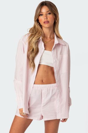 Oversized Pinstripe Button Up Shirt