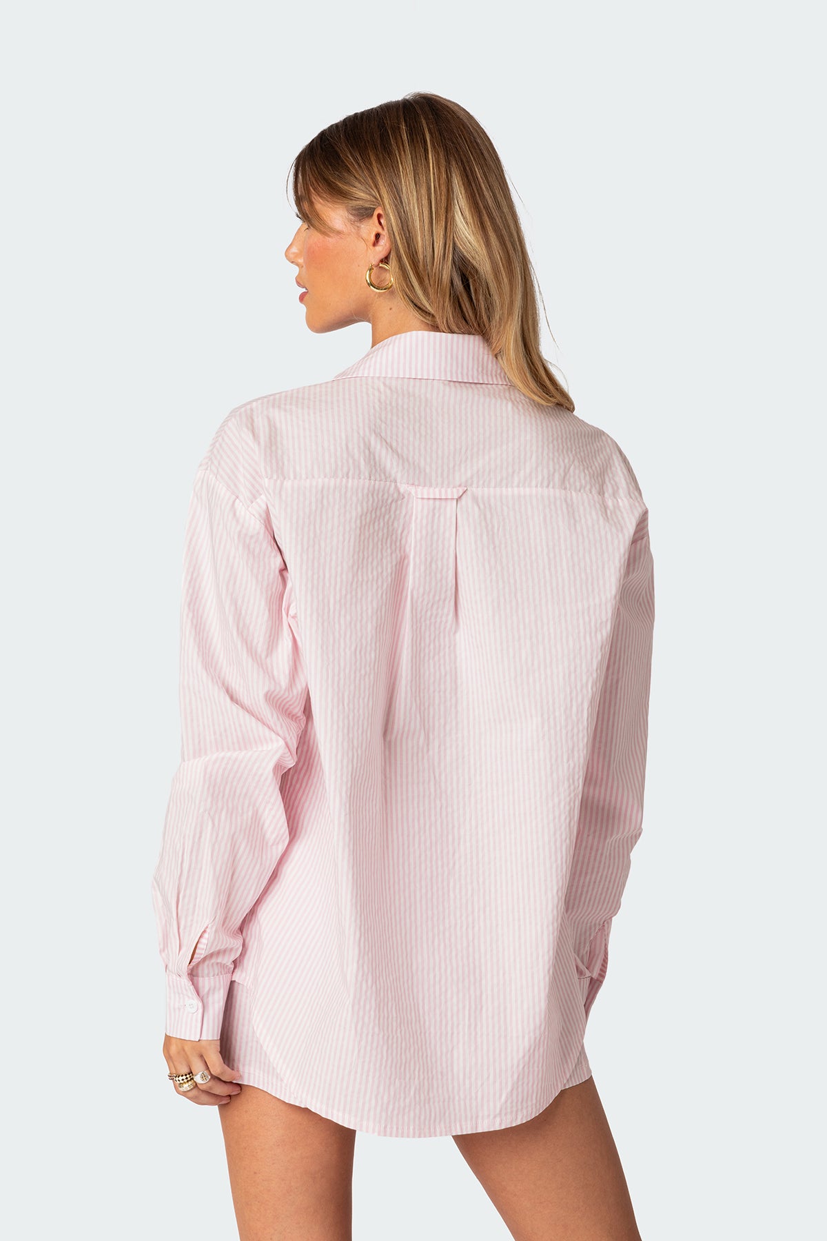 Oversized Pinstripe Button Up Shirt - Image 4