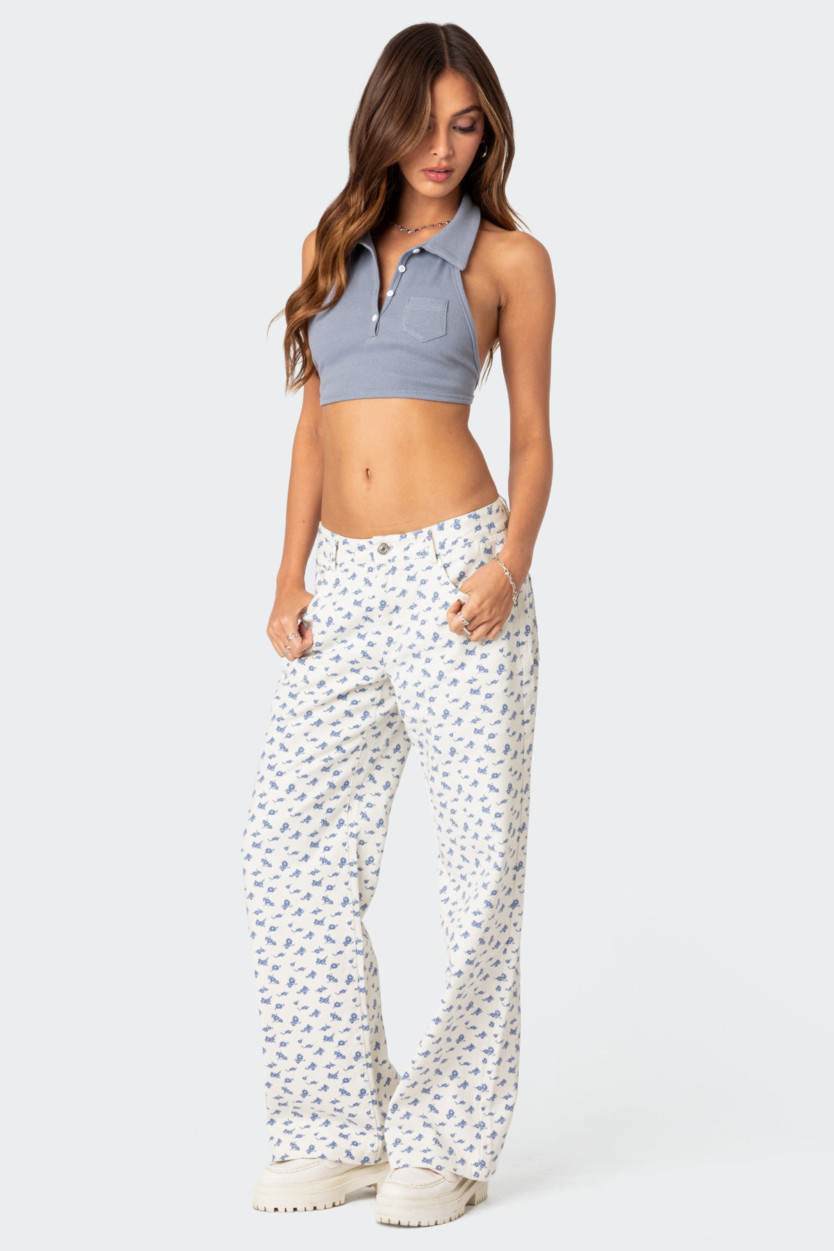 Open Back Collared Crop Top - Image 4