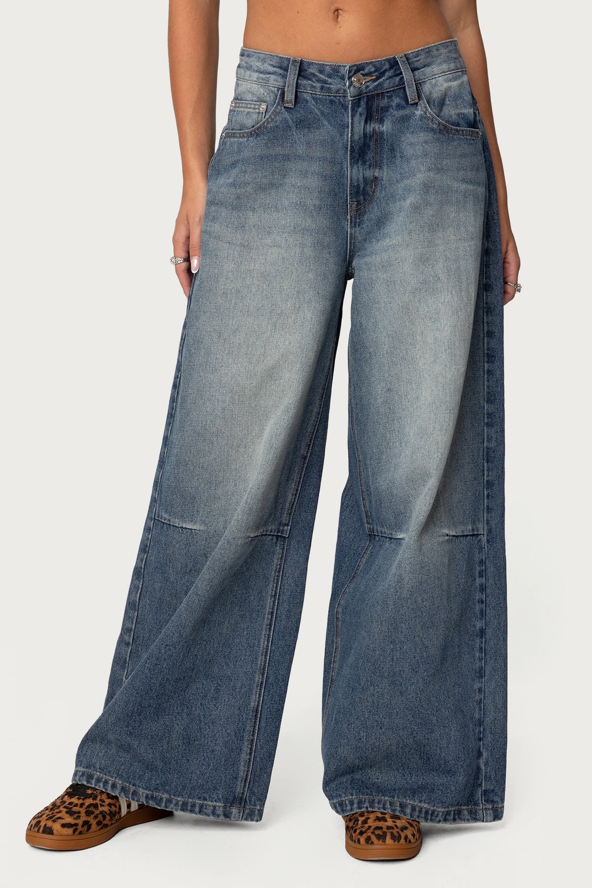 Skater Girl Washed Low Rise Baggy Jeans - Image 2