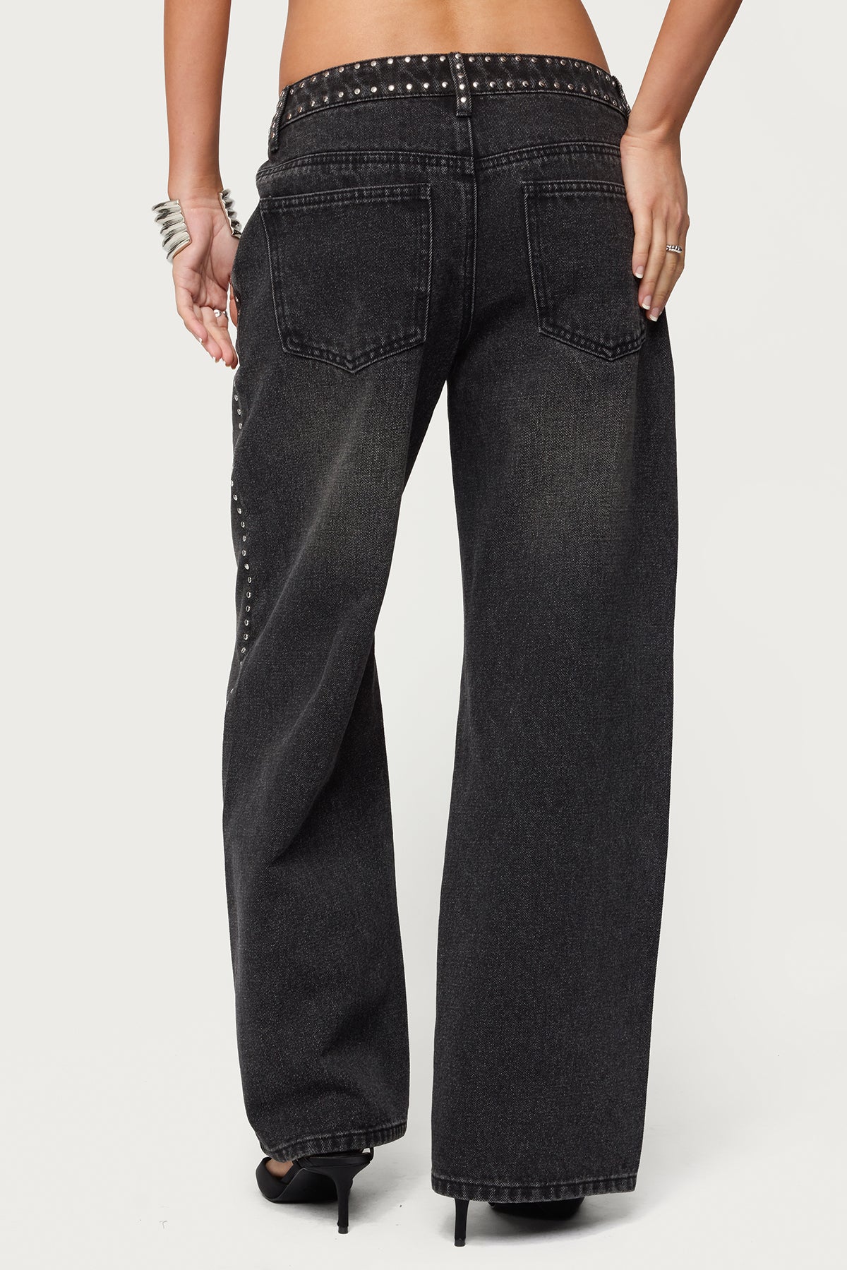 Petite Quincy Studded Low Rise Baggy Jeans - Image 4