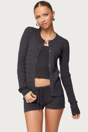 Nella Cable Knit Button Up Cardigan
