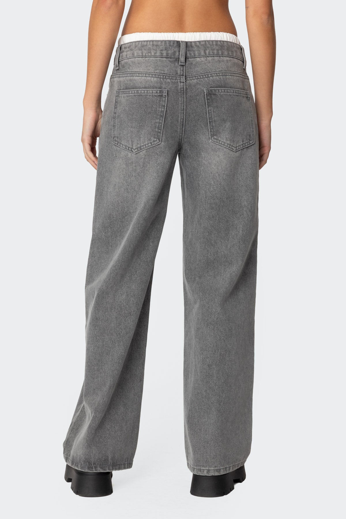 Boxer Detail Low Rise Baggy Jeans - Image 4