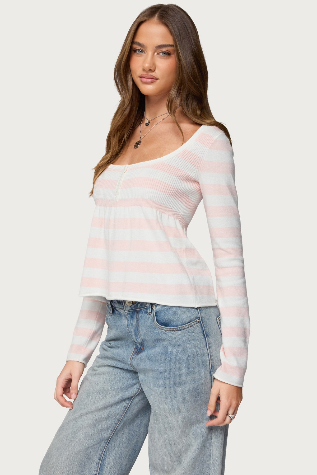 Lockie Striped Knit Babydoll Top - Image 3