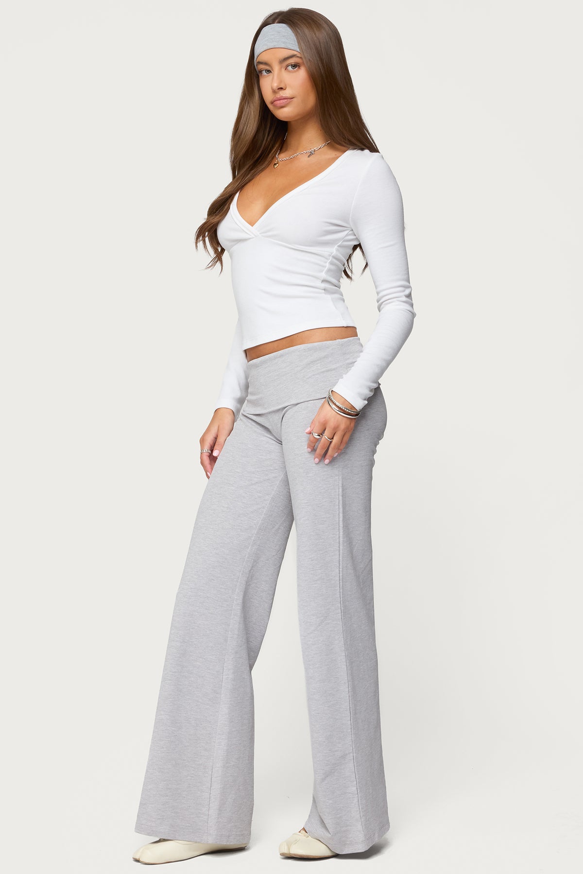 Wide Leg Foldover Pants - Image 2
