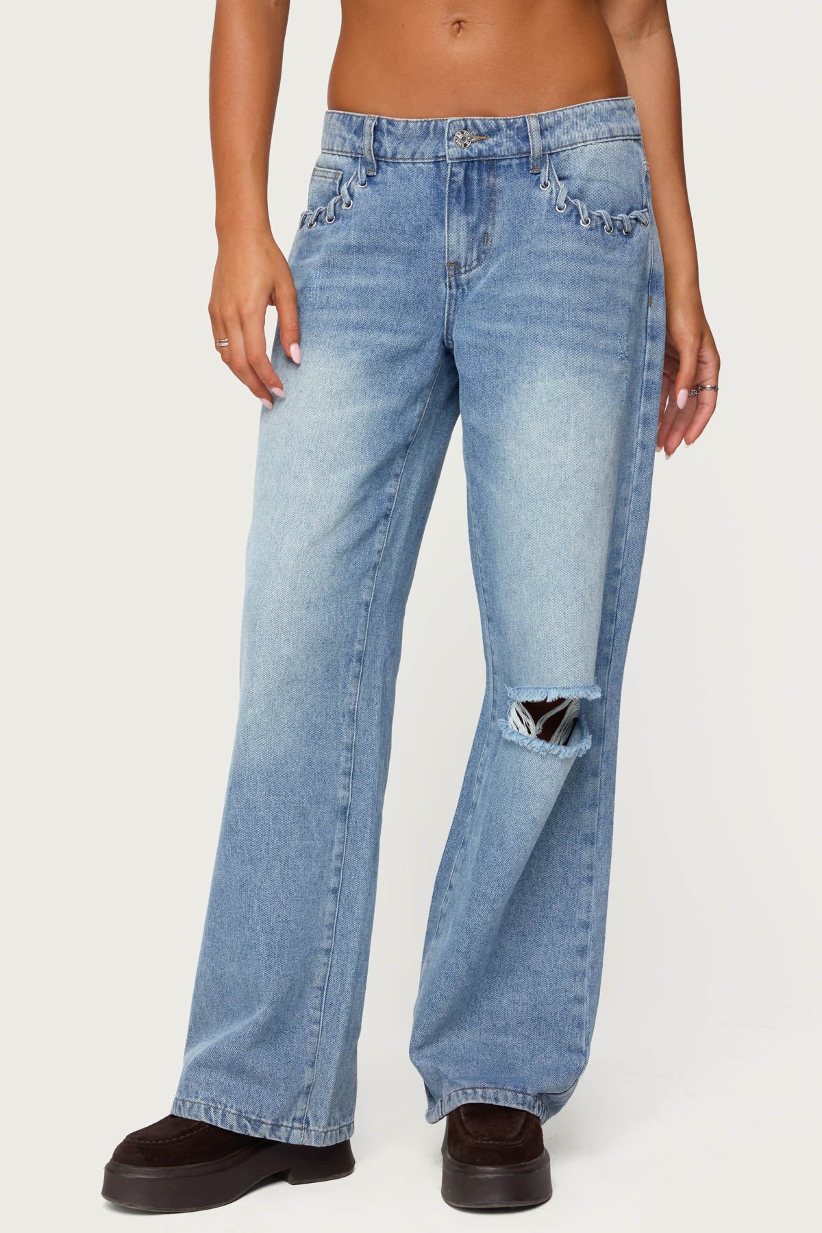 Dutton Distressed Low Rise Baggy Jeans - Image 2