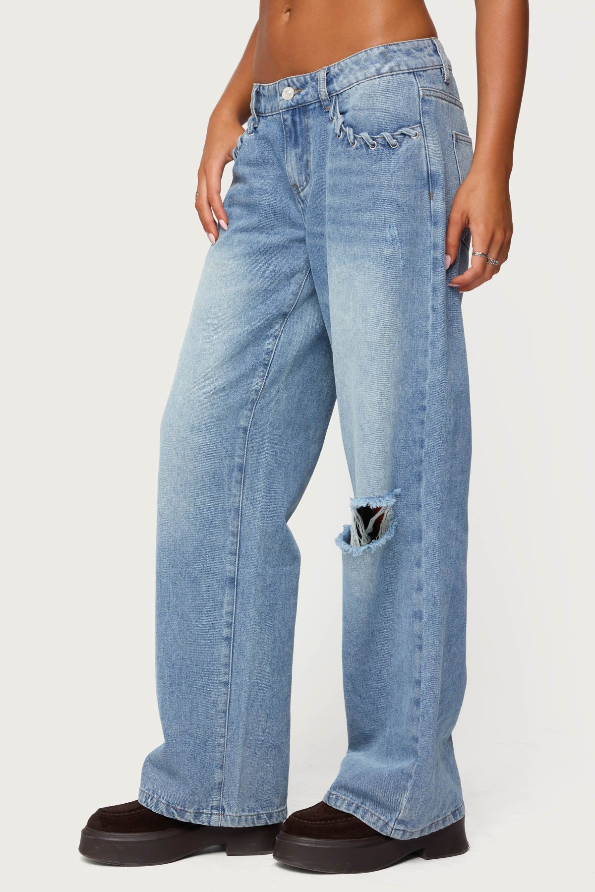 Dutton Distressed Low Rise Baggy Jeans - Image 4