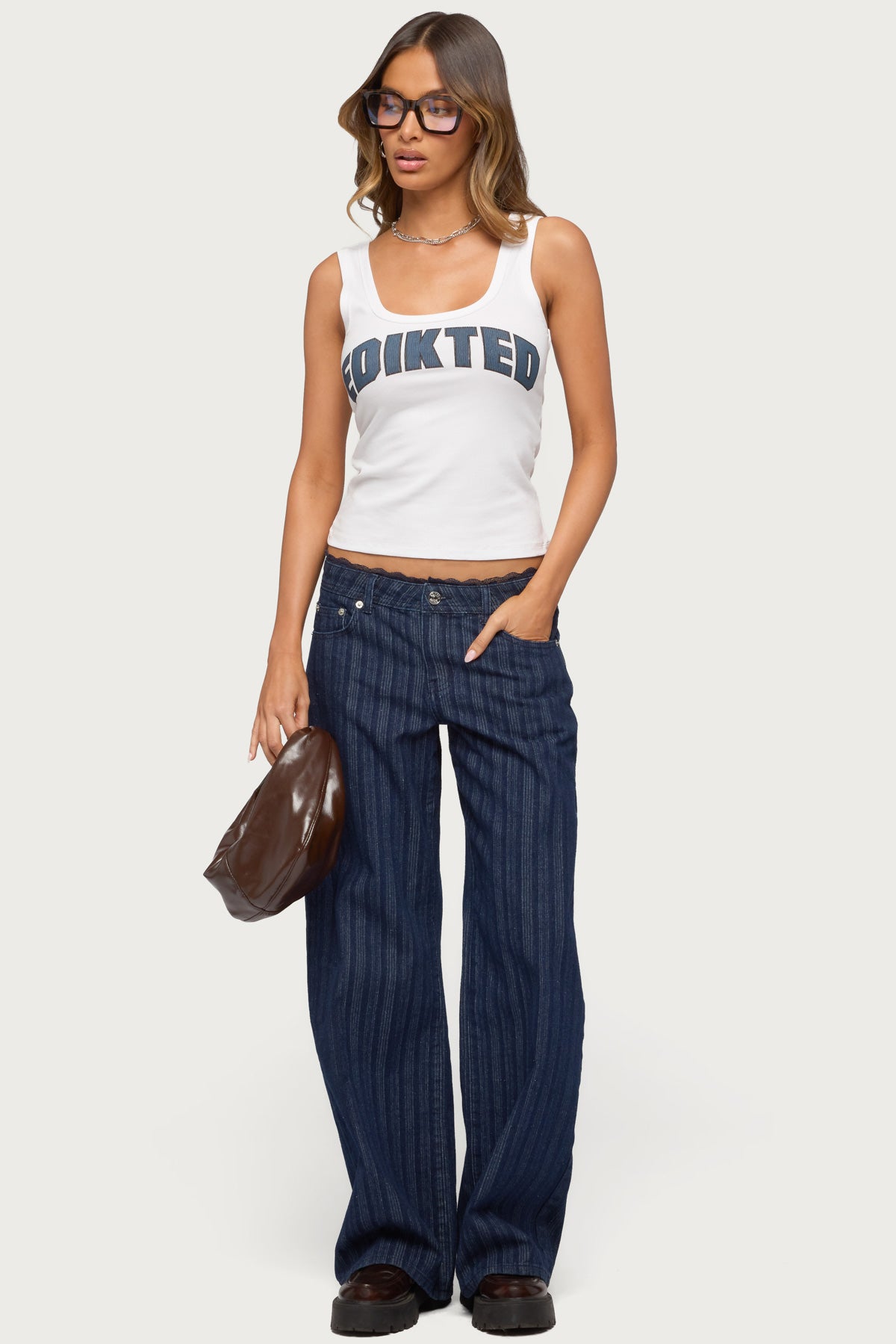 Edikted Girly Ribbed Tank Top - Image 3