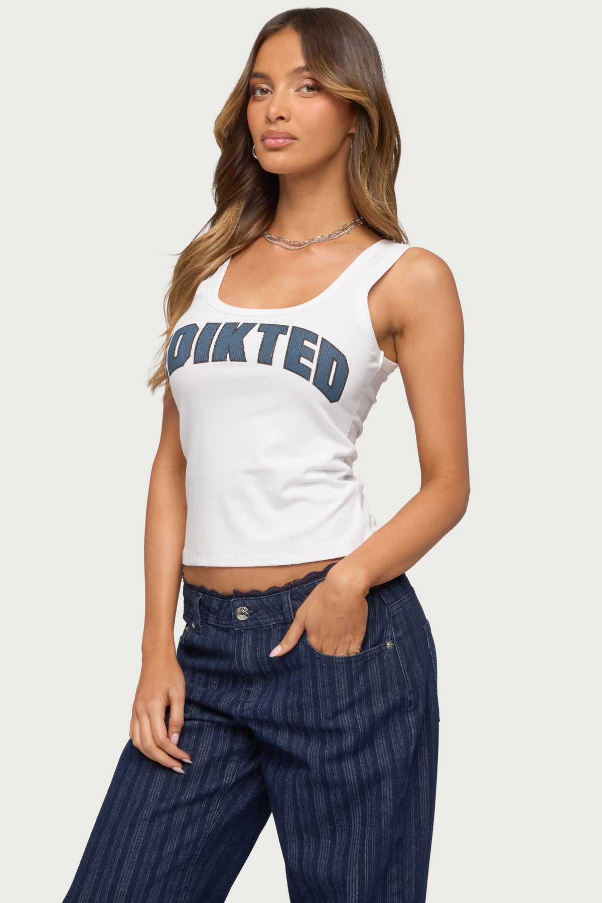 Edikted Girly Ribbed Tank Top - Image 4