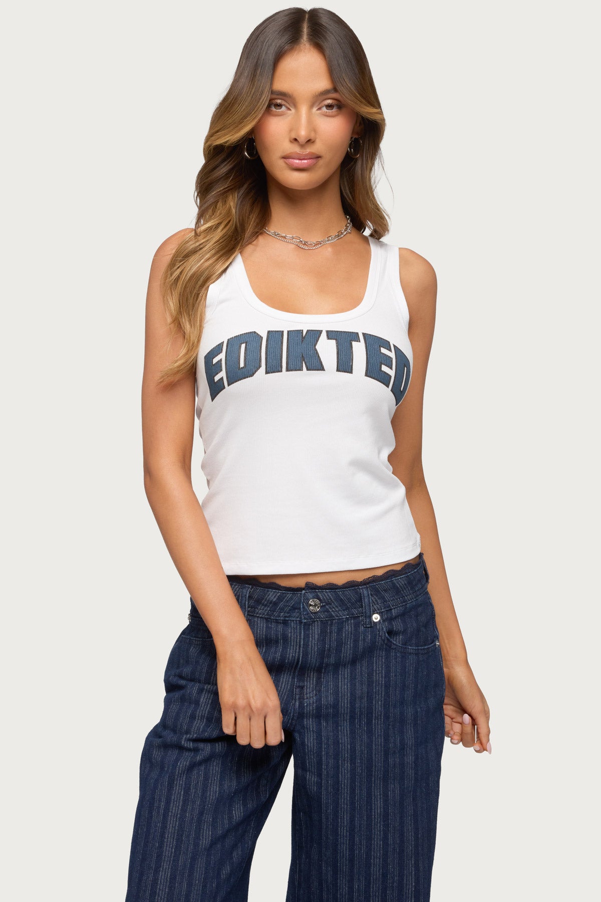 Edikted Girly Ribbed Tank Top - Image 2