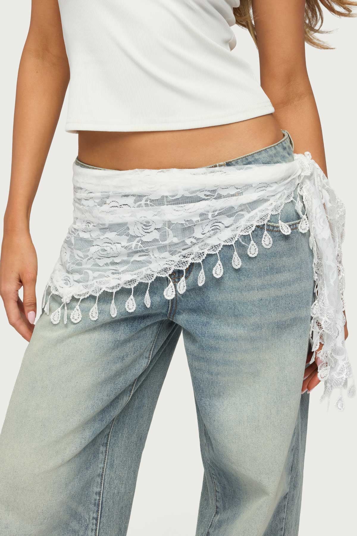 Lover Floral Sheer Lace Waist Scarf