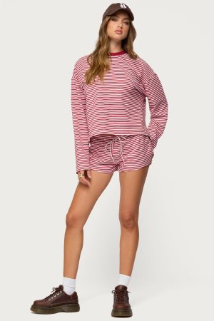 Jainee Striped Drawstring Shorts