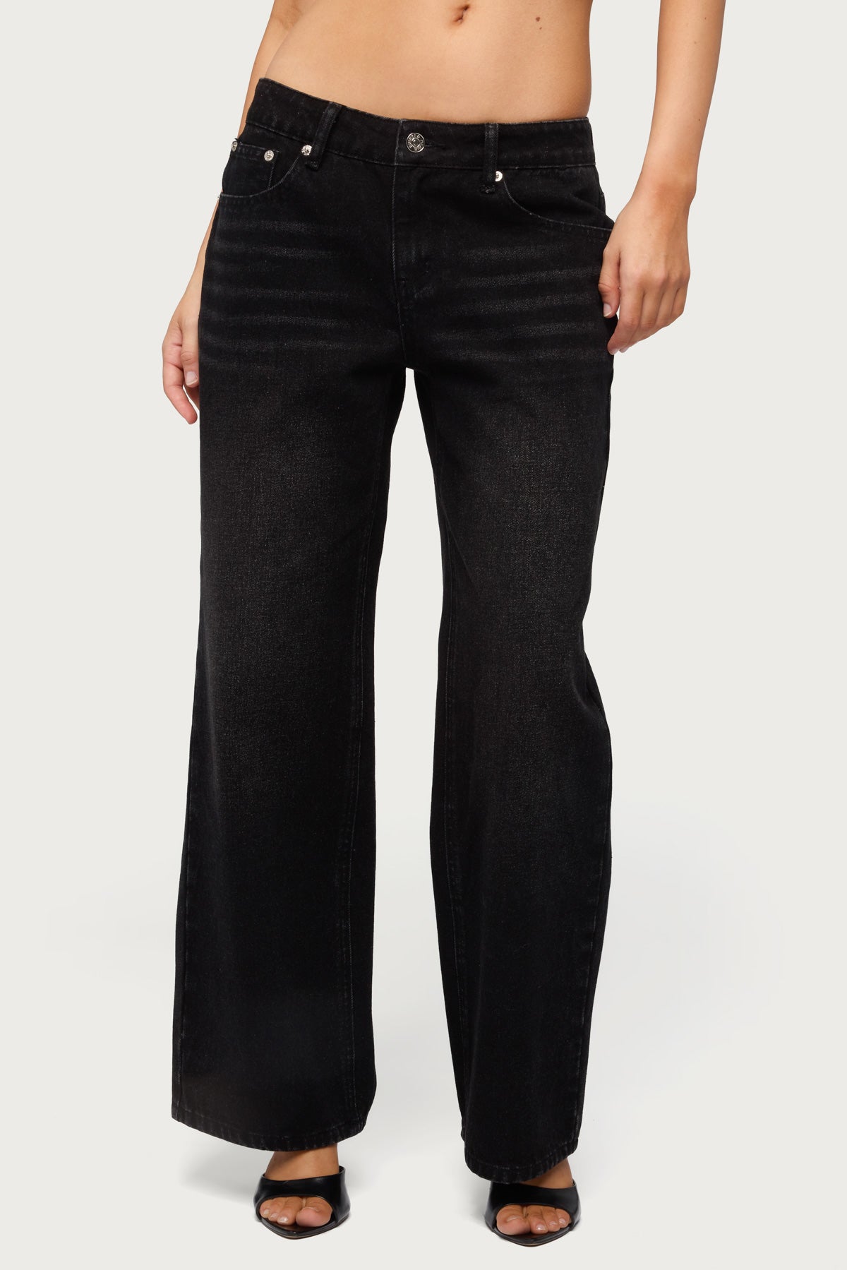 Petite Raelynn Washed Low Rise Baggy Jeans - Image 2