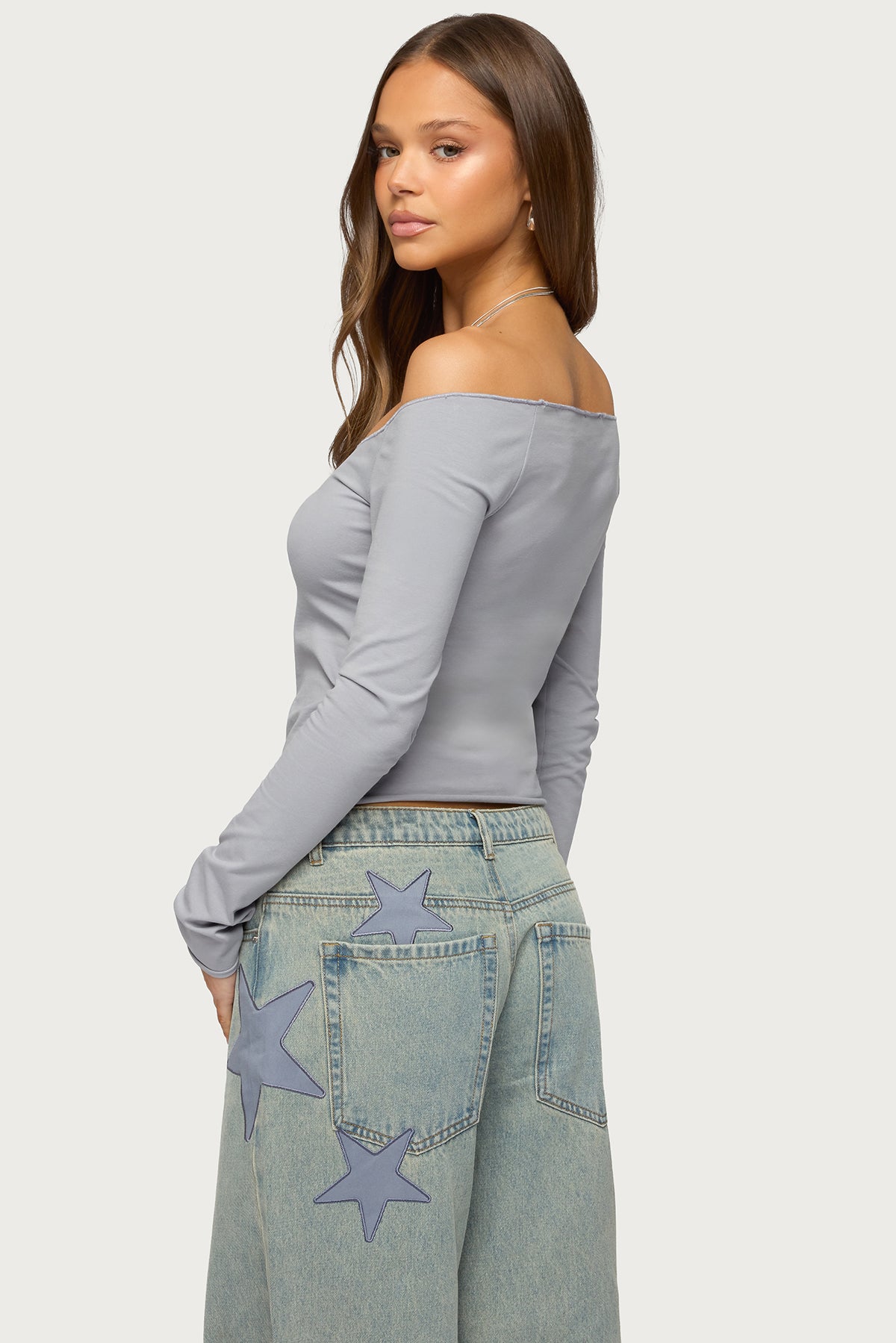 Nattie Off Shoulder V Neck Top - Image 4