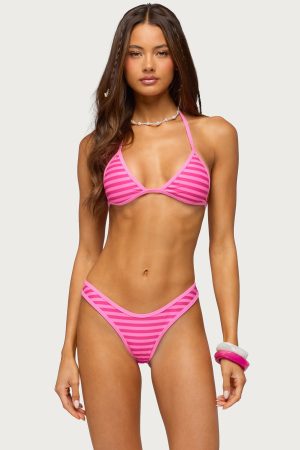 Jayla Striped Triangle Bikini Top