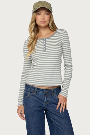 Roma Striped Henley Top