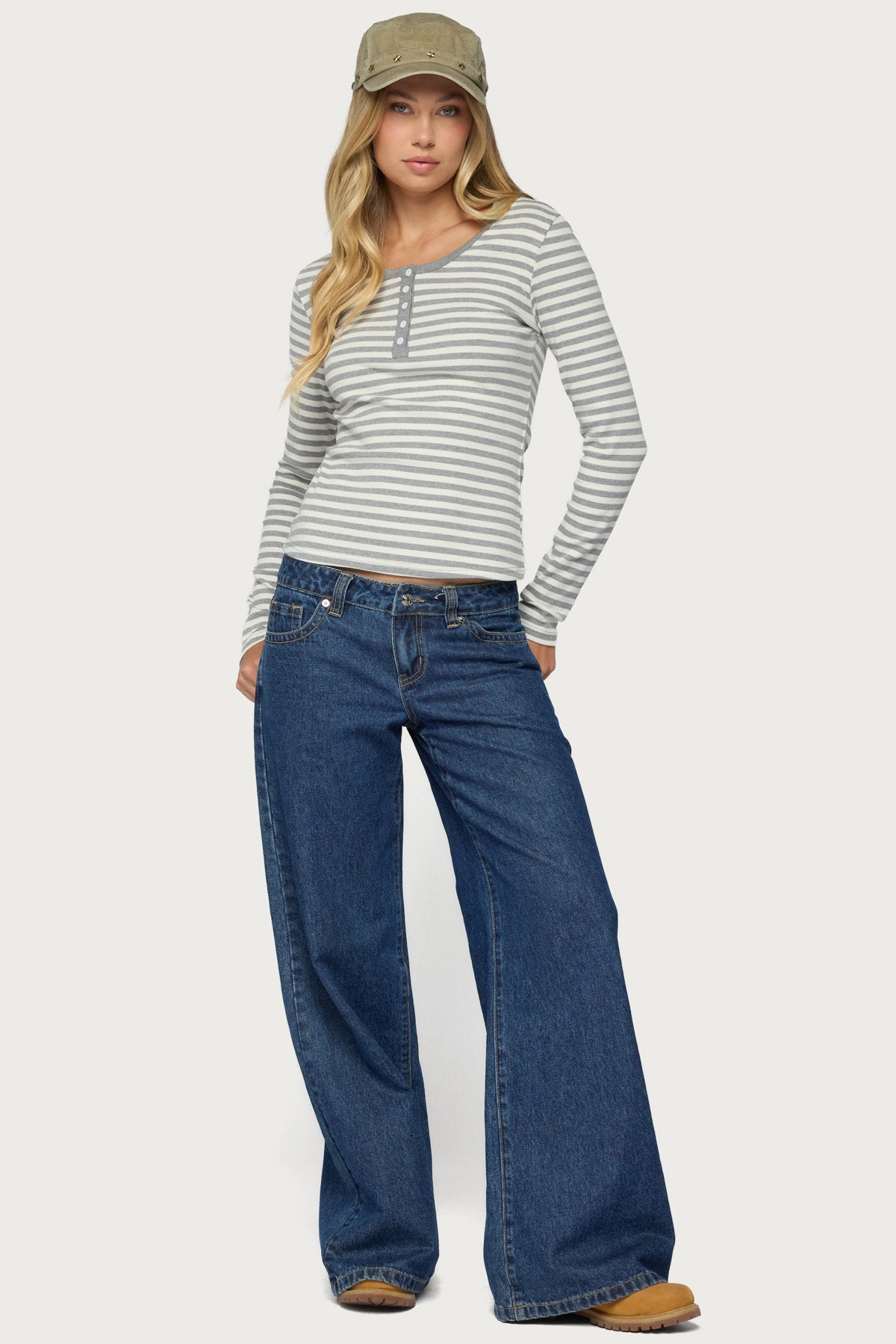Roma Striped Henley Top - Image 2