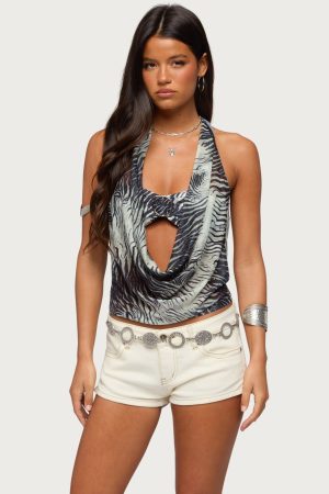 Issey Layered Bandeau Cowl Neck Top