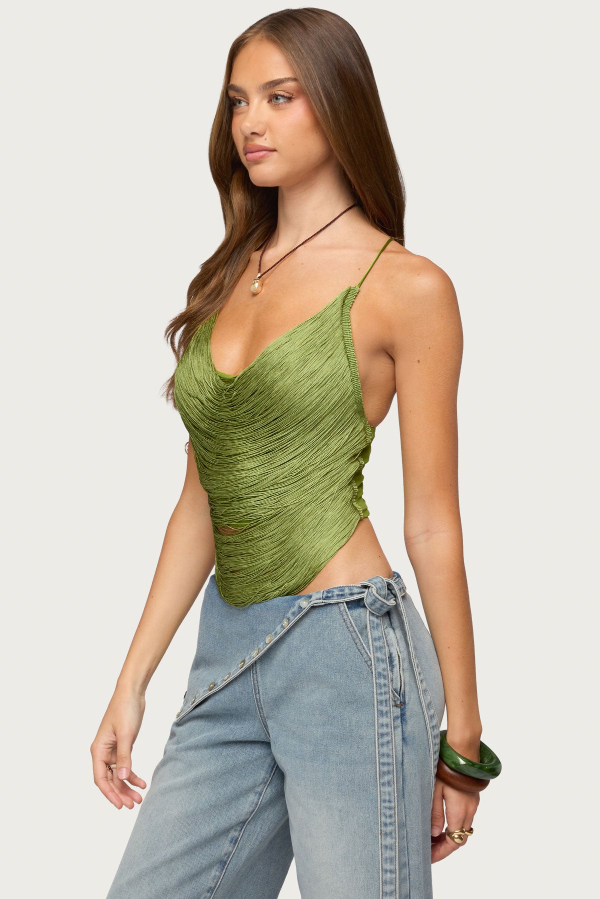 Elenie Fringed Cowl Neck Top - Image 3