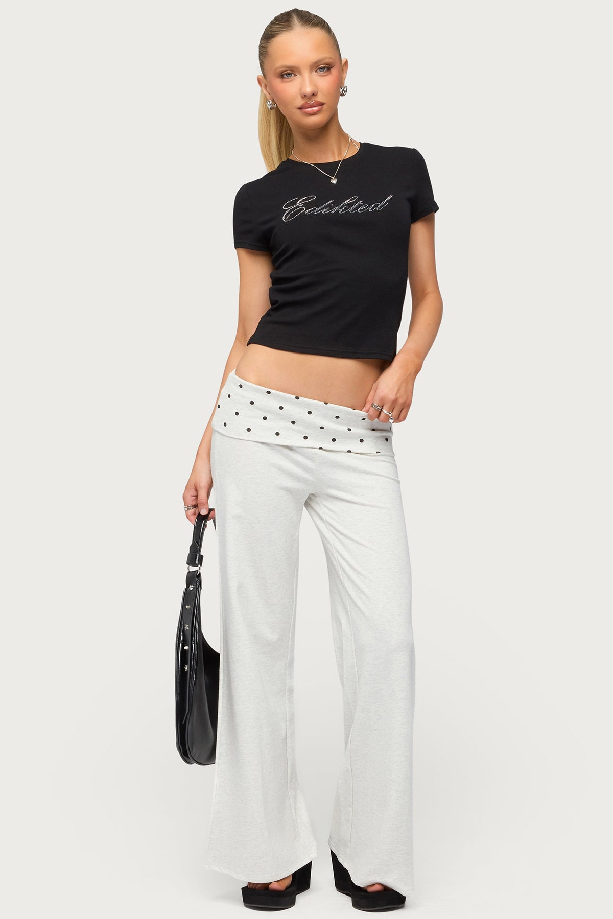 Petite Reeva Polka Dot Foldover Pants