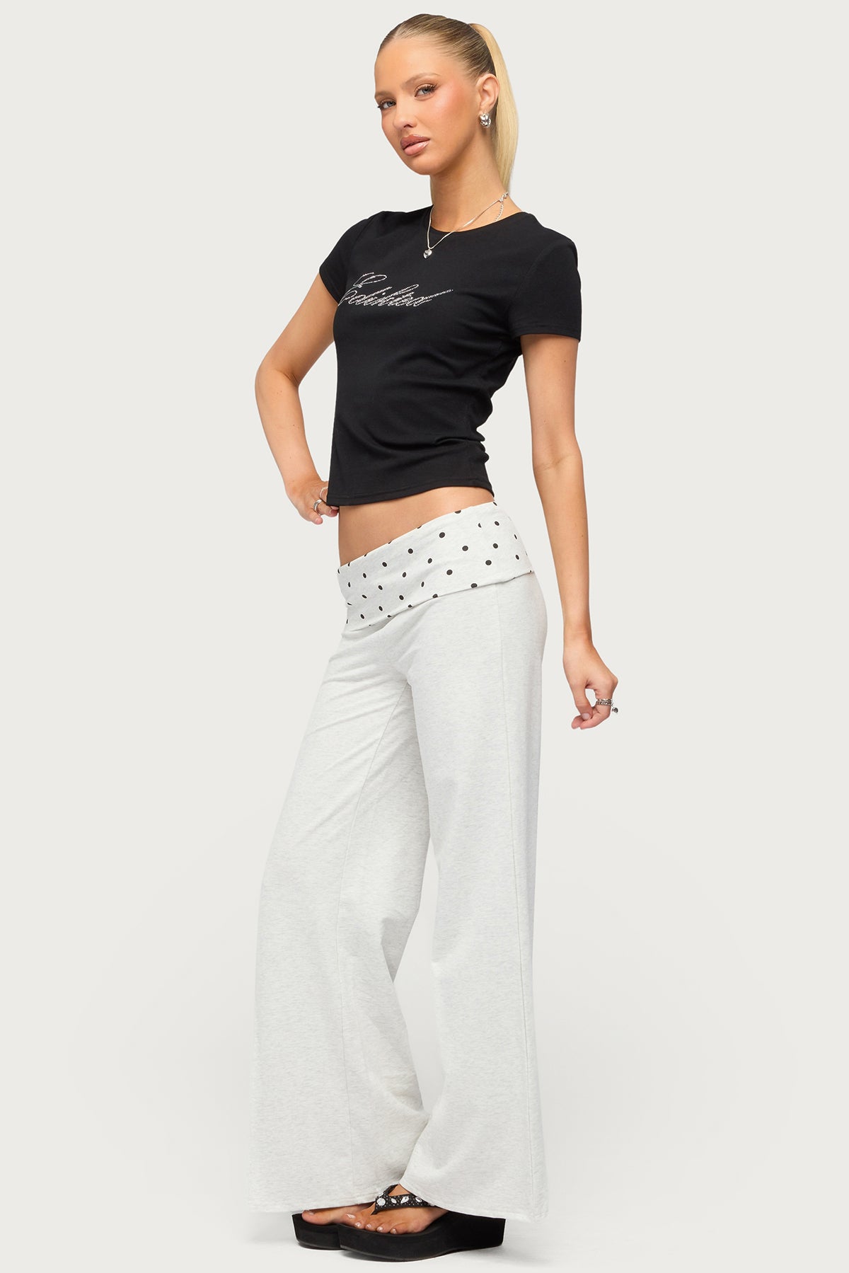 Petite Reeva Polka Dot Foldover Pants - Image 3