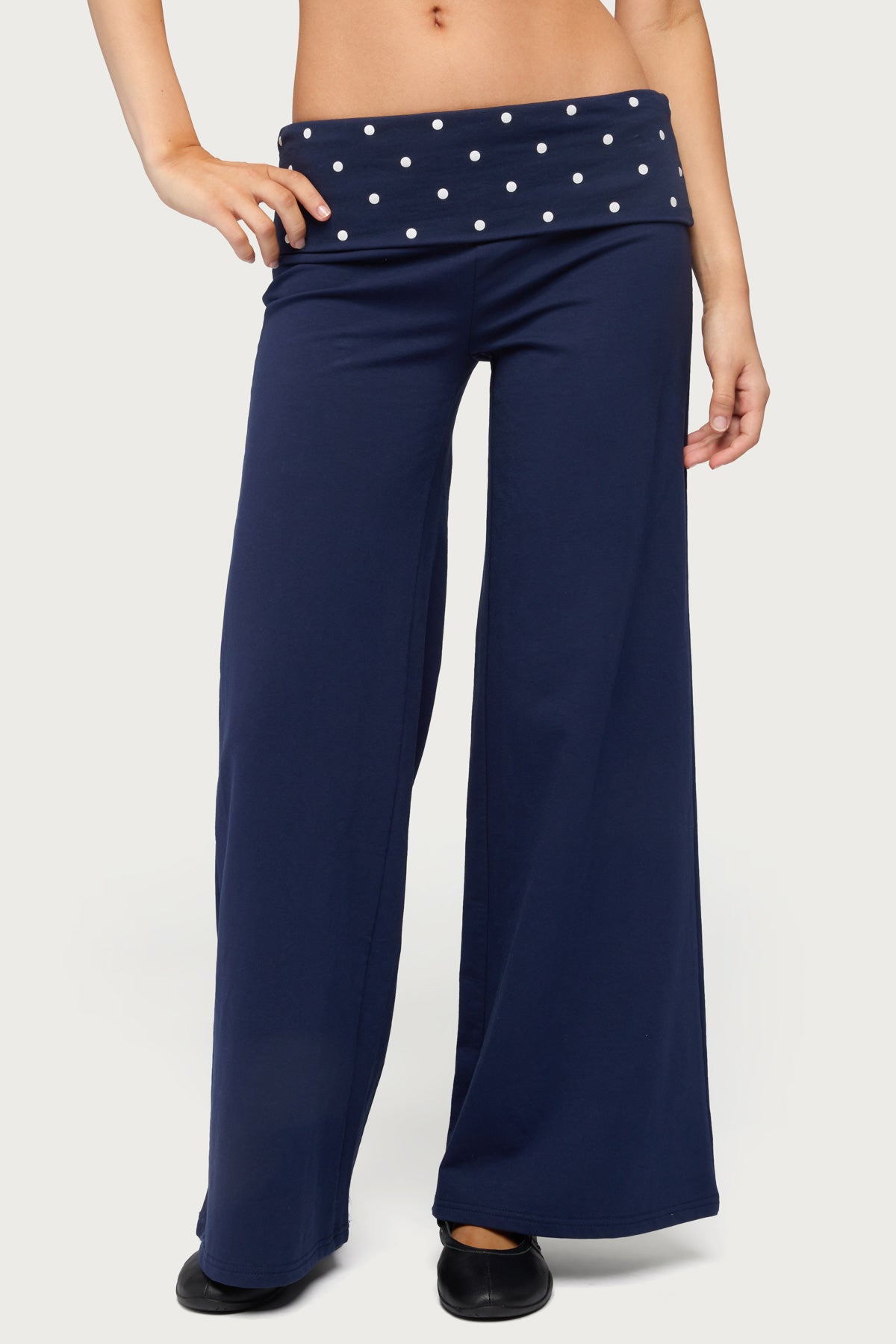 Petite Reeva Polka Dot Foldover Pants - Image 2
