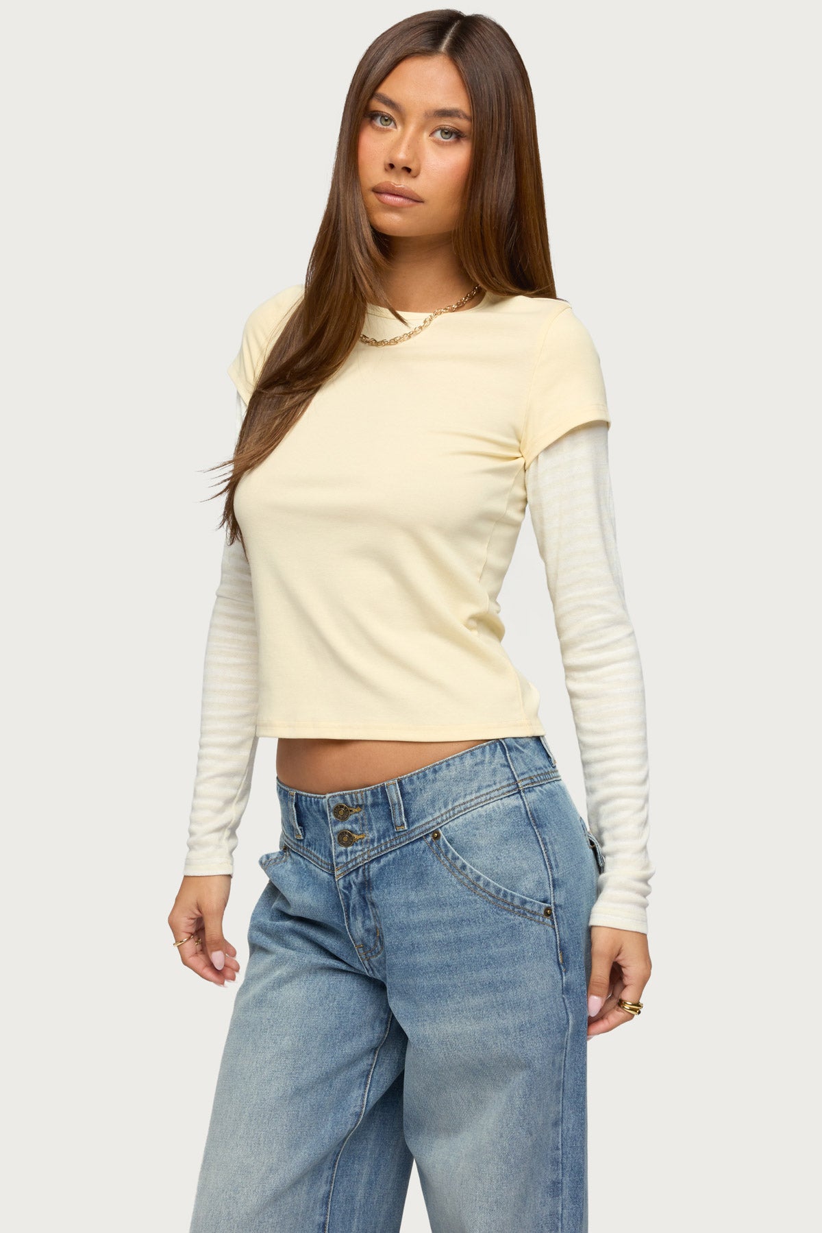 Stripey Layered Long Sleeve T Shirt - Image 3