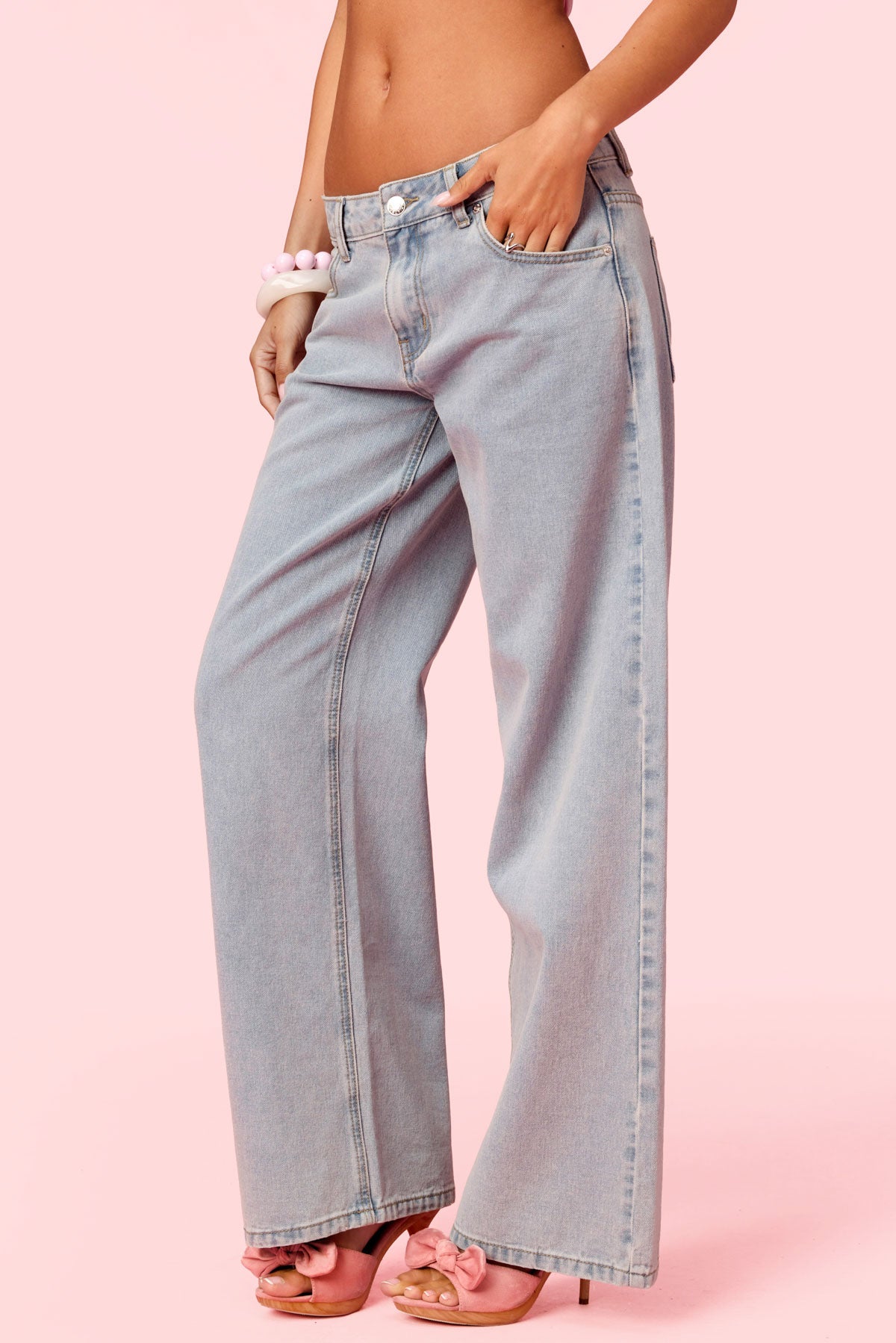Embroidered Barbie™ Low Rise Baggy Jeans - Image 4
