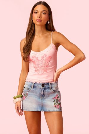 Barbie™ Bead & Sequin Butterfly Mesh Top