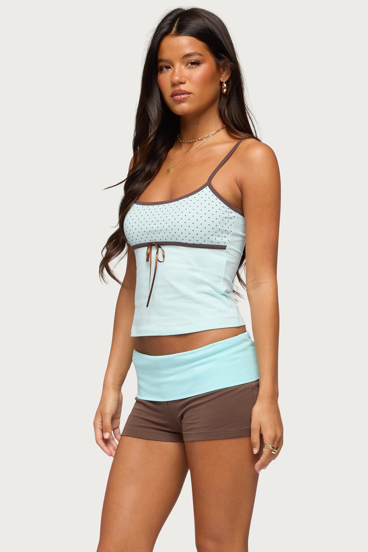 Rhoda Contrast Polka Dot Tank Top - Image 3