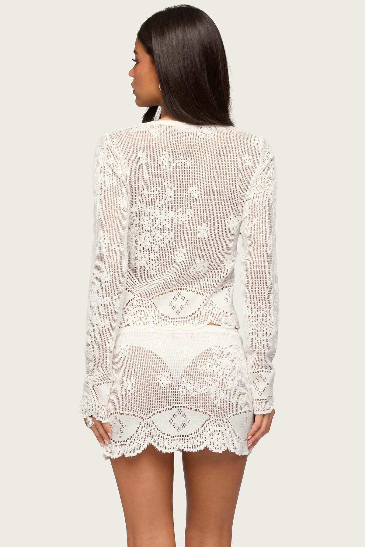 Rusa Button Up Sheer Crochet Top - Image 5