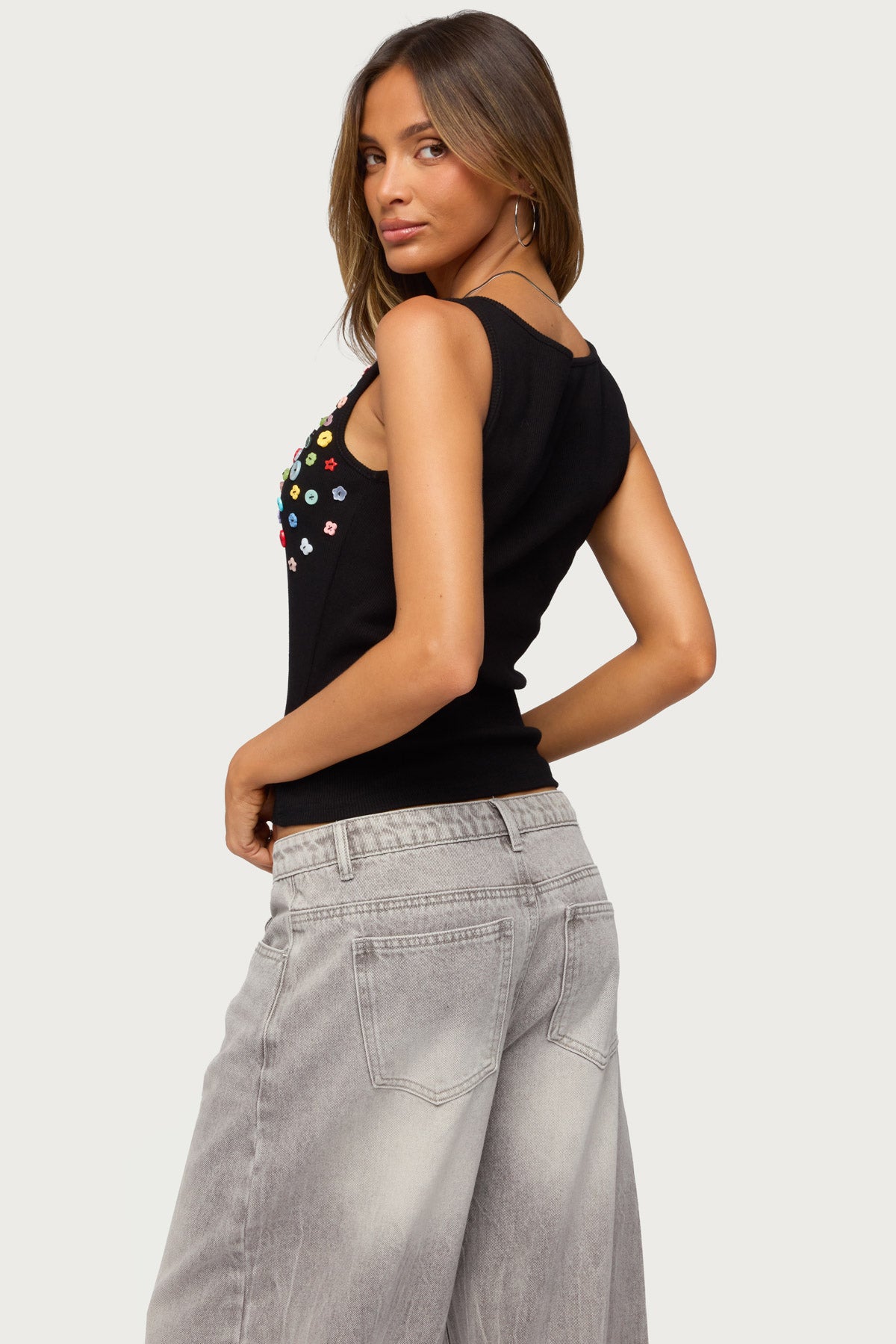 Natash Mixed Button Tank Top - Image 6