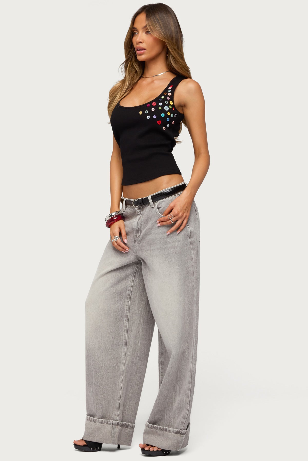 Natash Mixed Button Tank Top - Image 5