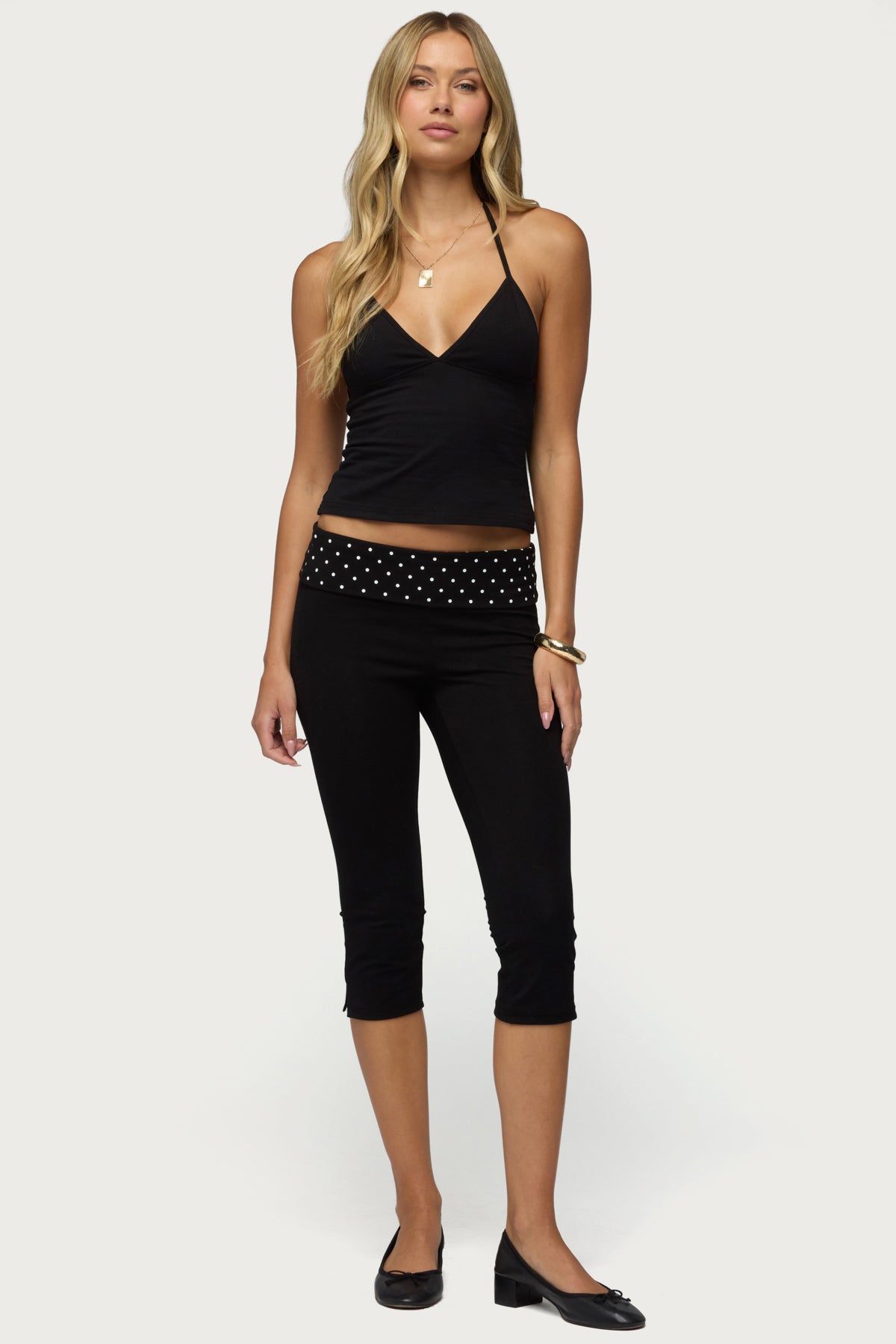 Genni Polka Dot Foldover Capri Pants - Image 5