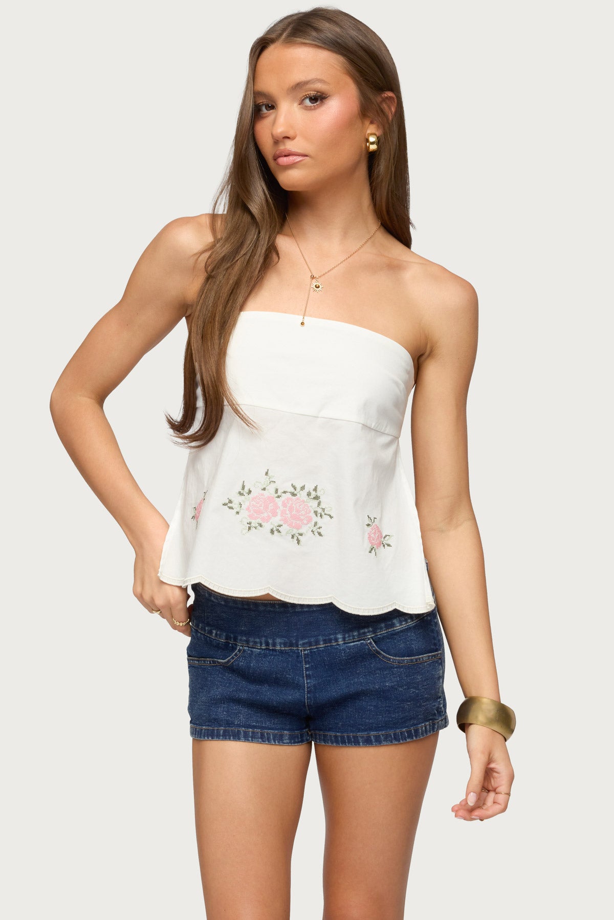 Shiri Floral Embroidered Backless Top - Image 3
