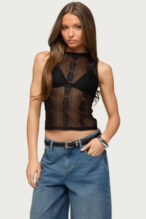 Ephie Sheer Lace Tank Top