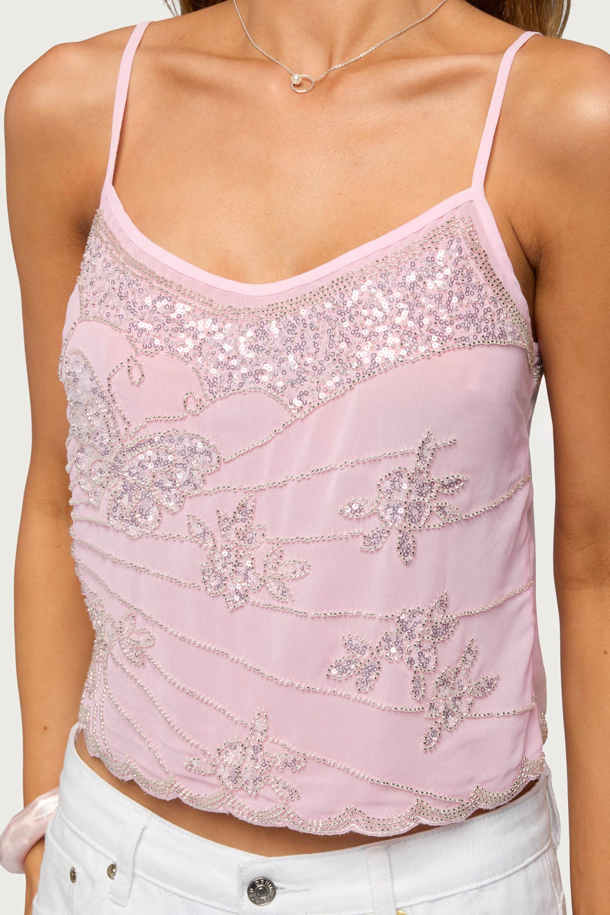 Bead & Sequin Chiffon Tank Top - Image 6