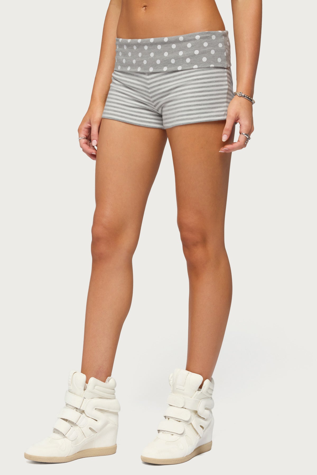 Presley Stripe & Polka Dot Foldover Shorts - Image 3