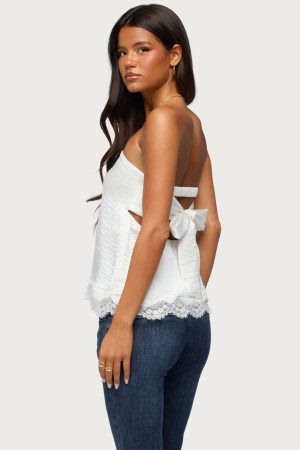 Netta Lacey Strapless Satin Effect Top