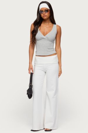 Wide Leg Foldover Pants