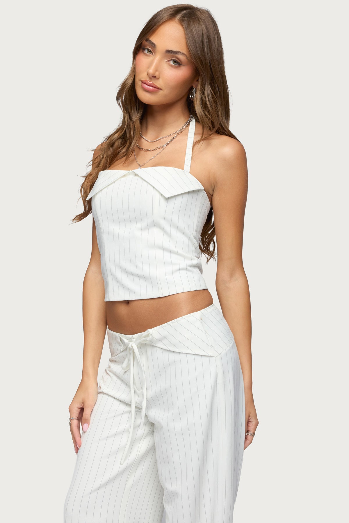Parker Pinstripe Halter Top - Image 3